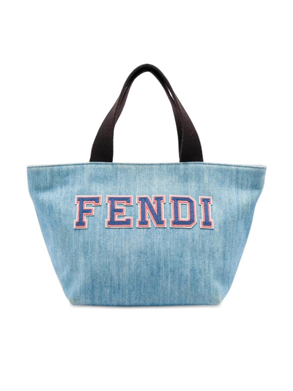 Fendi Mini Denim Embroidered Logo Tote #376355F56B